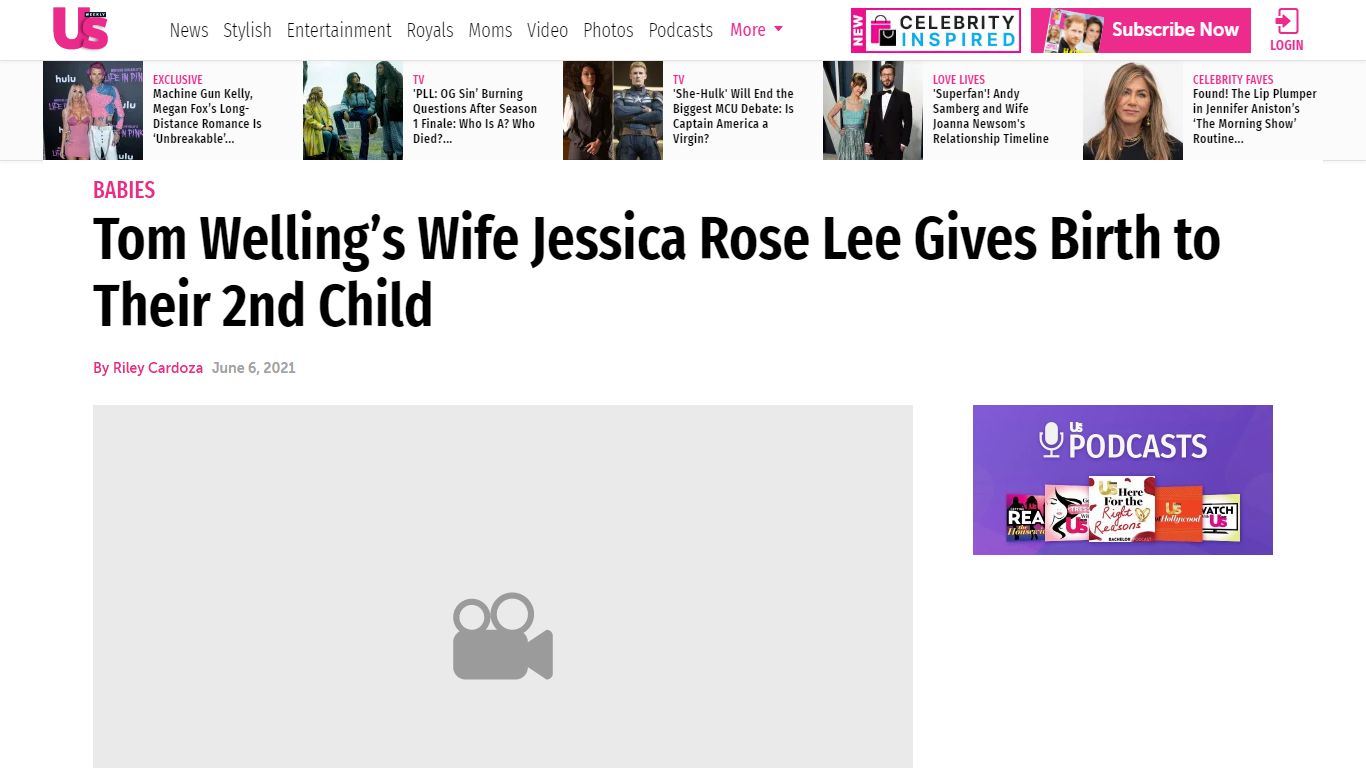 Tom Welling’s Wife Jessica Rose Lee Gives Birth to Their 2nd Child
